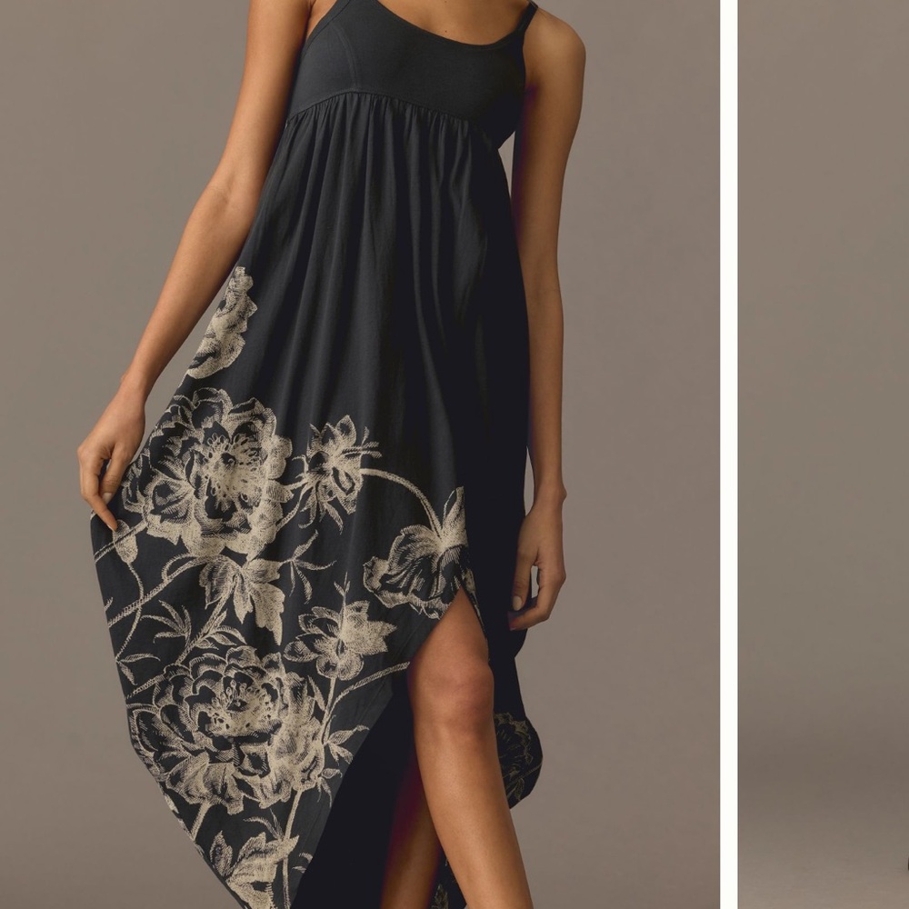 NWT Daily Practice by Anthropologie Printed Shimmer Dress Black Motif XXS